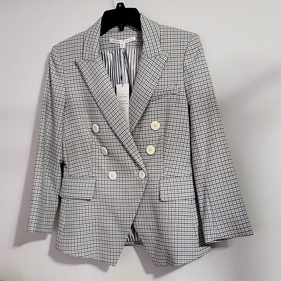 Veronica Beard Jackets & Blazers - Nwt Veronica Beard Empire Dickey Jacket Blazer Plaid Houndstooth Blue Tan
